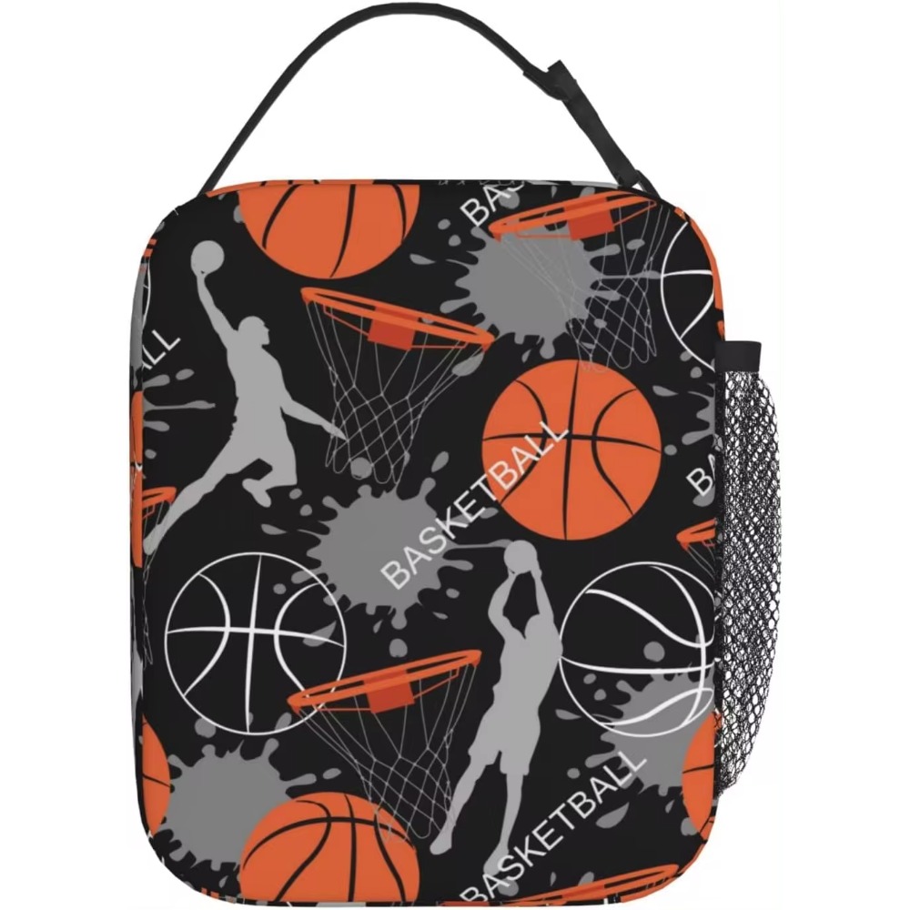 Art Basketball Trwała wodoodporna izolowana torba na drugie śniadanie Wielokrotnego użytku Cooler Thermal Tote Lunch Box Organizer do pracy w szkole Piknik