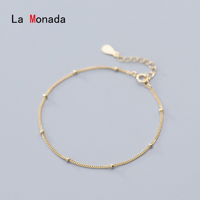 La Monada 925 Sterling Zilveren Kralen Link Chain Armband Voor Vrouwen Mode-sieraden Persoonlijkheid Armband Trendy Minimalistische