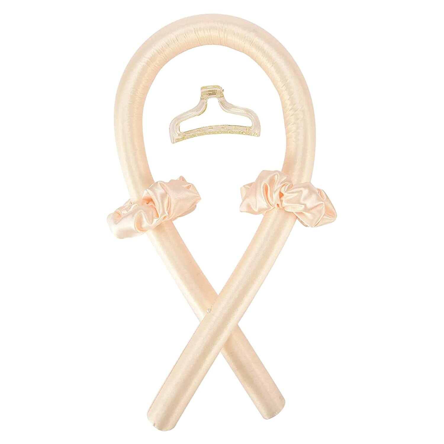 Ruban pour boucler les cheveux sans chaleur, rouleau pour cheveux, ruban pour boucler les cheveux: Champagne with Clip