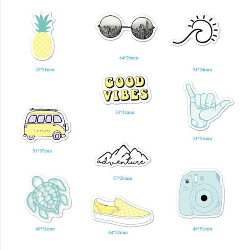 Vsco Aufkleber Pack 10Stck Nette Aufkleber Ästhetischen Aufkleber Vinyl Vsco Decals für hydro Glaskolben Wasser Flasche Jugendliche Mädchen Laptop ipad
