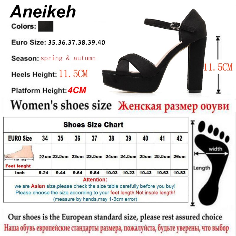 Aneikeh Flock Gladiator Sandalen Vrouw Peep Toe Platforms Hoge Hakken Enkelbandje Pompen Partij Nachtclub Schoenen Maat 42