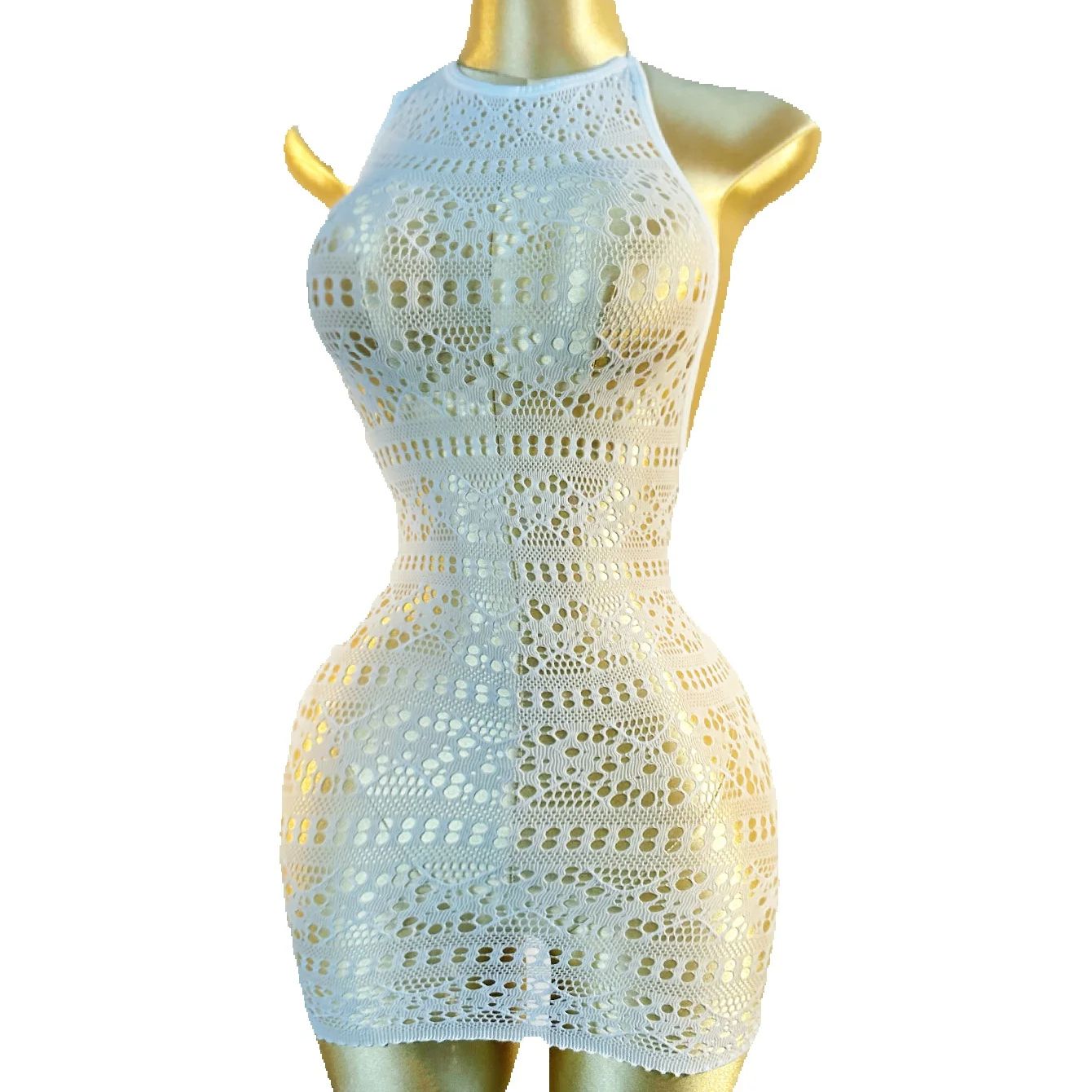 Sexy Cover Up Hollow Out Fishnet Dress sem Biquíni Férias de Verão DSH698