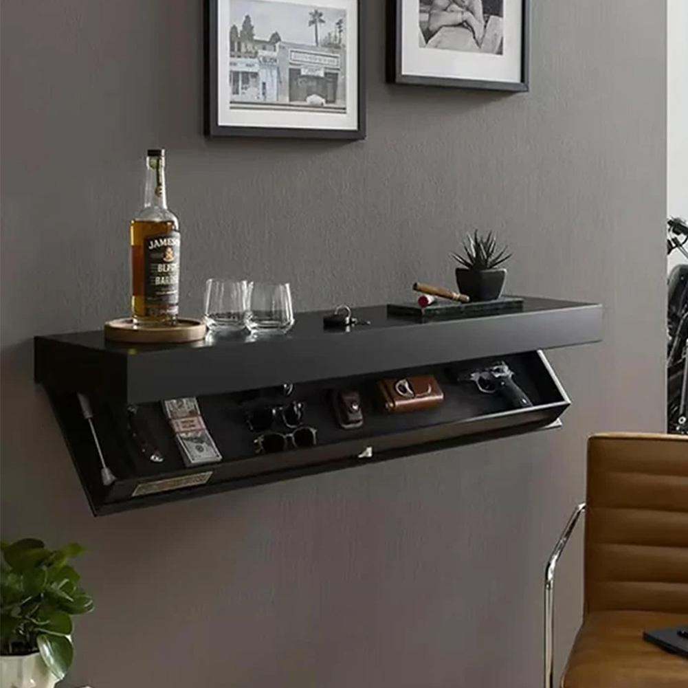 Wood Floating Wall Shelves with Secret Compartment Magic Flap Hidden Shelf Wall-mounted Furniture Storage Box for Home Decor