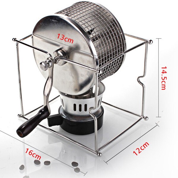 Edelstahl Kaffee Röster Manuelle Hand-Betrieben Rotary Gas Alkohol Herd Bean Backen Maker Espresso Maschine