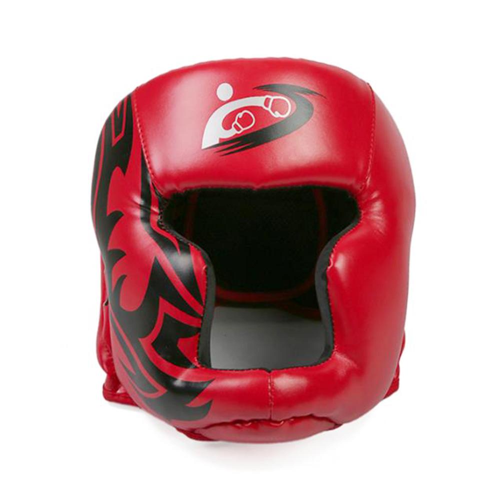 Fri størrelse muay thai boksning taekwondo mma hjelm hovedbeskytter karate muay thai guantes sparring kickboxing beskyttende hovedbeklædning: Rød