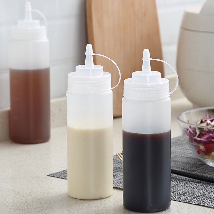 240-1000ml Plastic Squeeze Sauce Bottle Easy Squeeze Condiment Dispenser Restaurant Sauce Ketchup Salad Bottle Kitchen Supplies