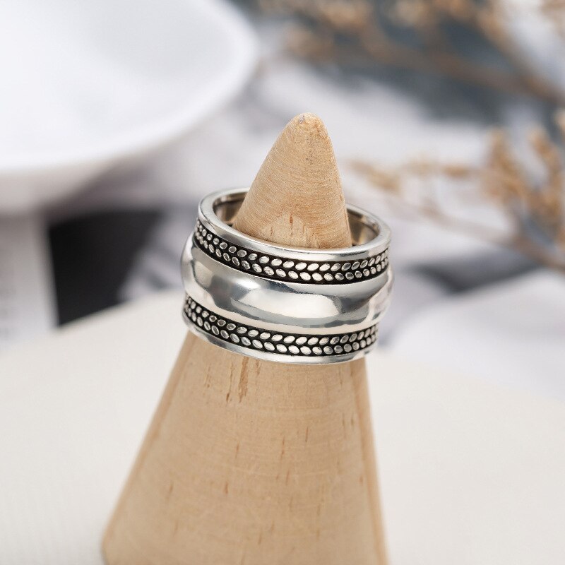 Boho 925 Sterling Zilver Grote Ronde Ringen Voor Vrouwen Engagement Open Antieke Vinger Rings Partij Sieraden Anillos Meisjes