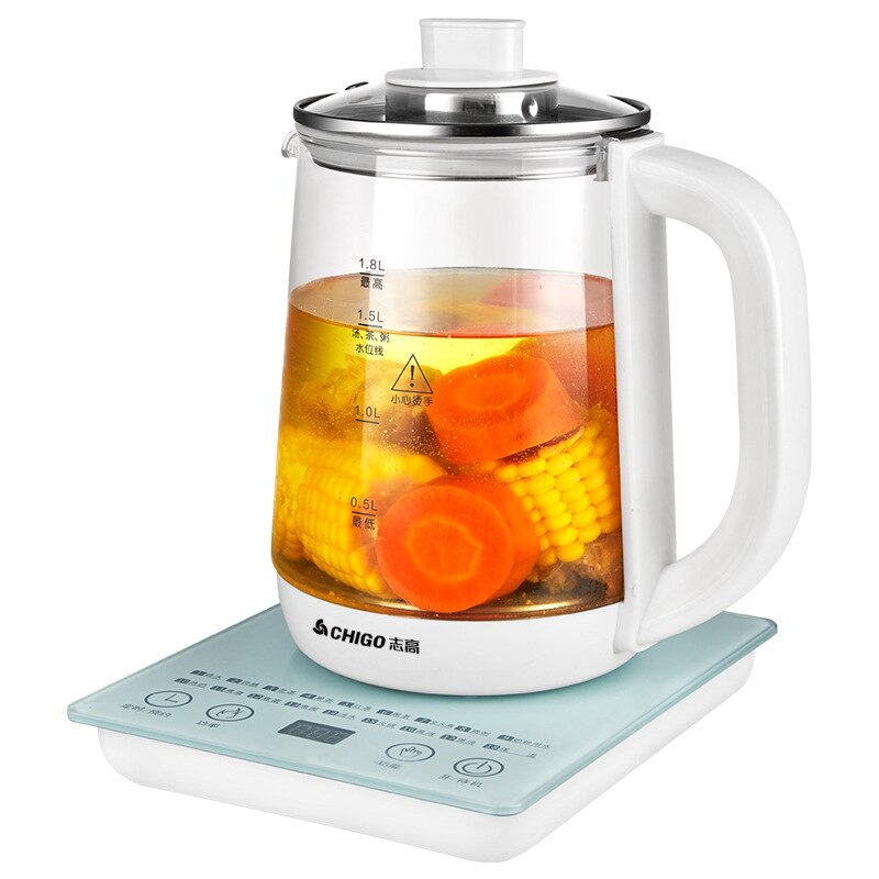 Multifunctional Electric Glass Kettle Healthy Pot Cooker Water Boiling Tea Porridge Machine 220V/ 110V 1.8L EU/ UK/ AU Plug