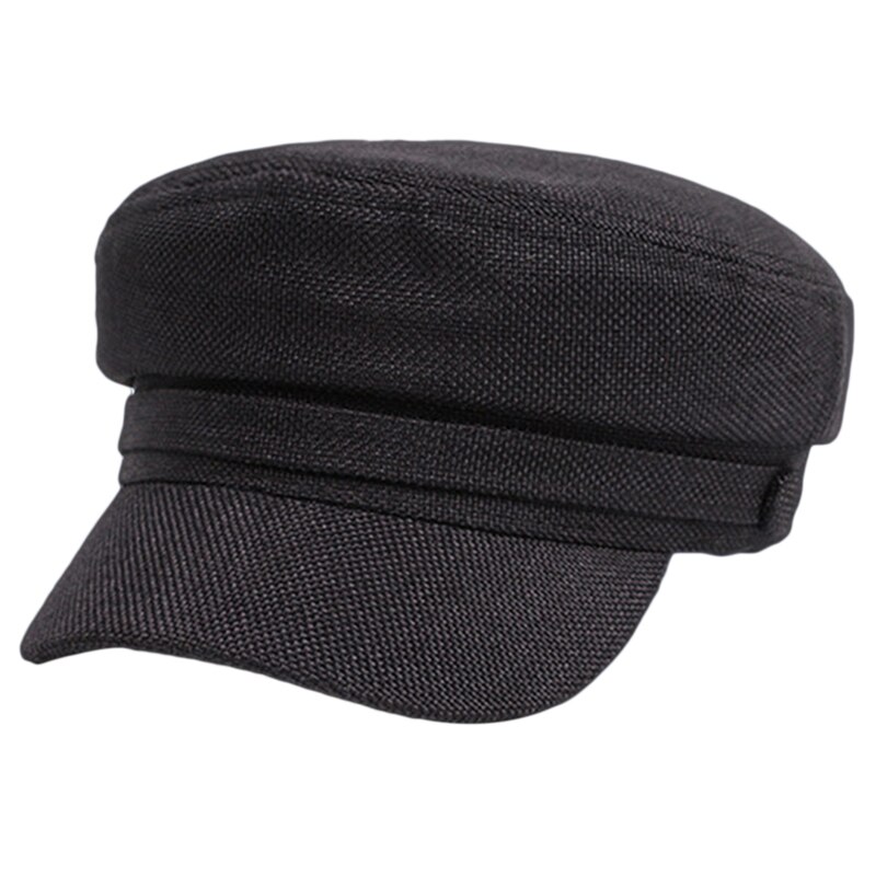 Dameshoeden dames zomerhoed achthoekige platte pet lente en herfst katoenen dames marineblauwe hoeden voor dames pet hoed vrouw: Zwart