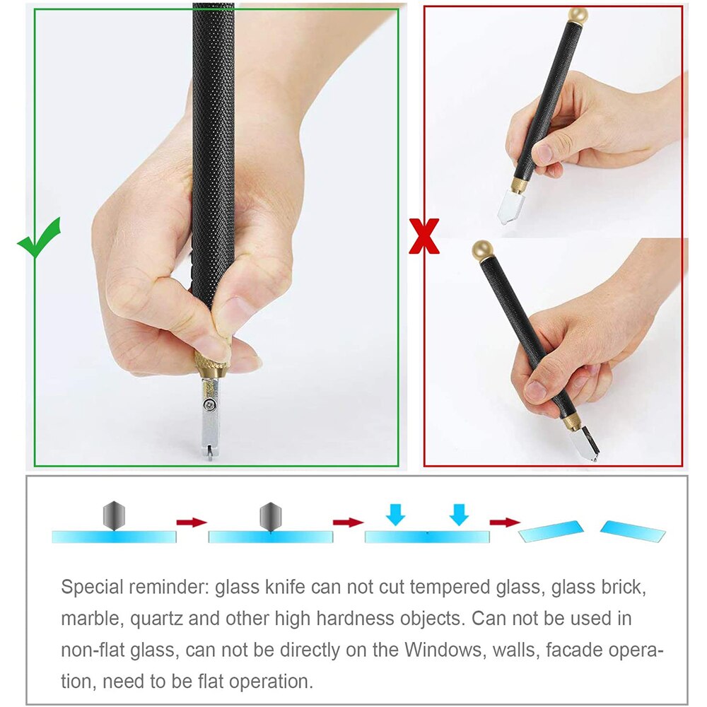 Diamond Glass Cutter 2mm-20mm Oil Feed Carbide Tip With Blades Screwdriver Glass Cutting Kit For Hand Tool Glass Cutting