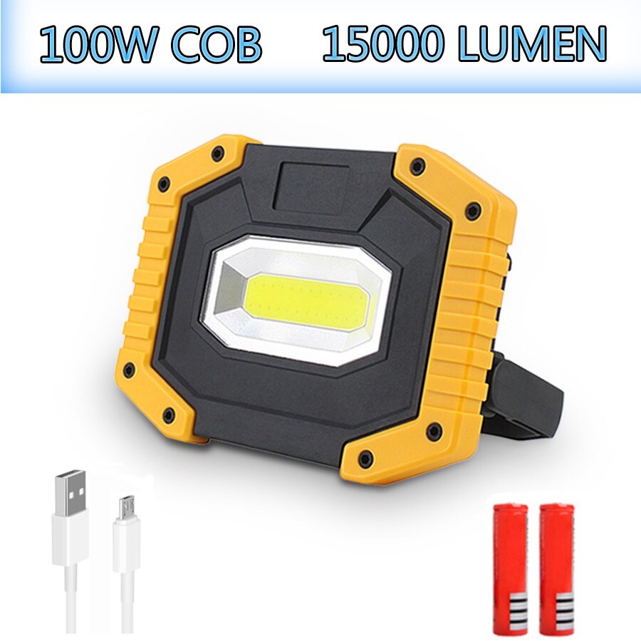 Portable LED work light Rechargeable COB work lamp waterproof LED flood light with bracket suitable for outdoor Car Repair: Package E