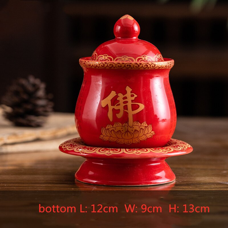 1 Pc Chinese Stijl Heilige Water Cup Keramiek God Van Rijkdom Serveren Mokken Aanbidding Boeddha Lotus Aanbieden Cups Boeddhistische Leveringen: A3