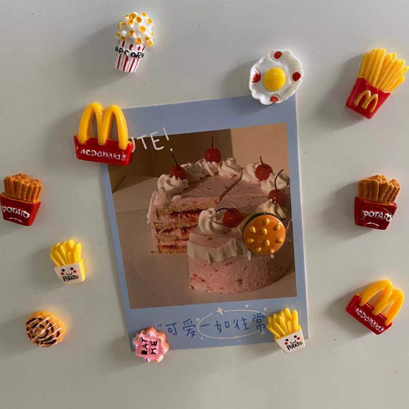 Leuke Frieten Hamburger Cartoon Creatieve Drie-Dimensionale Magnetische Sluiting Koelkast Magneten Magneten Home Decor