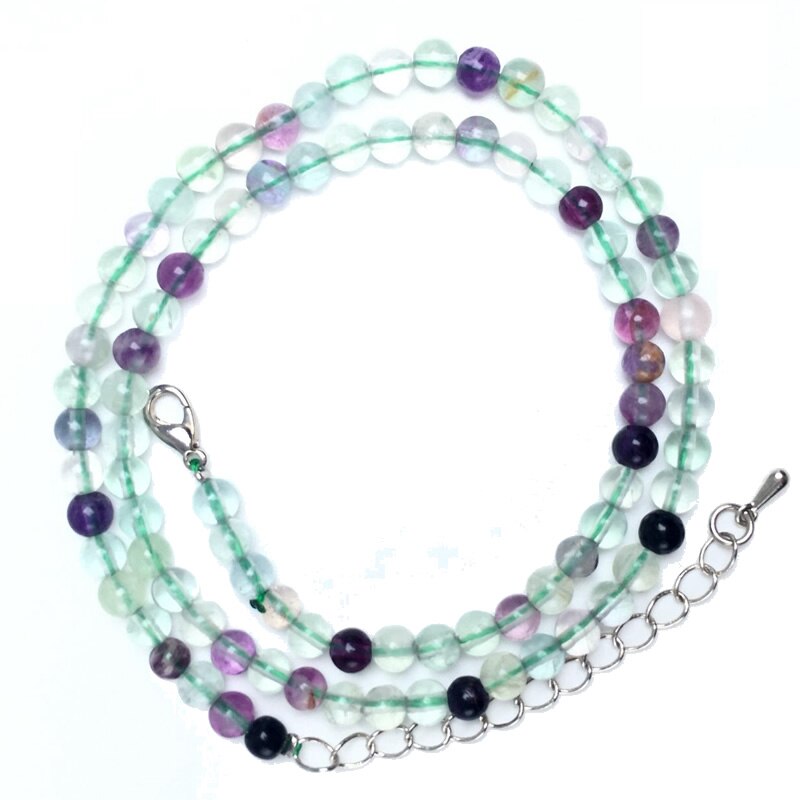 Natuurlijke 4Mm Crystal Quartz Toermalijn Lapis Lazuli Kralen Ketting Granaat Meerdere Kleuren Cadeaus Voor Meisjes Mode Armband Choker: Colored fluorite