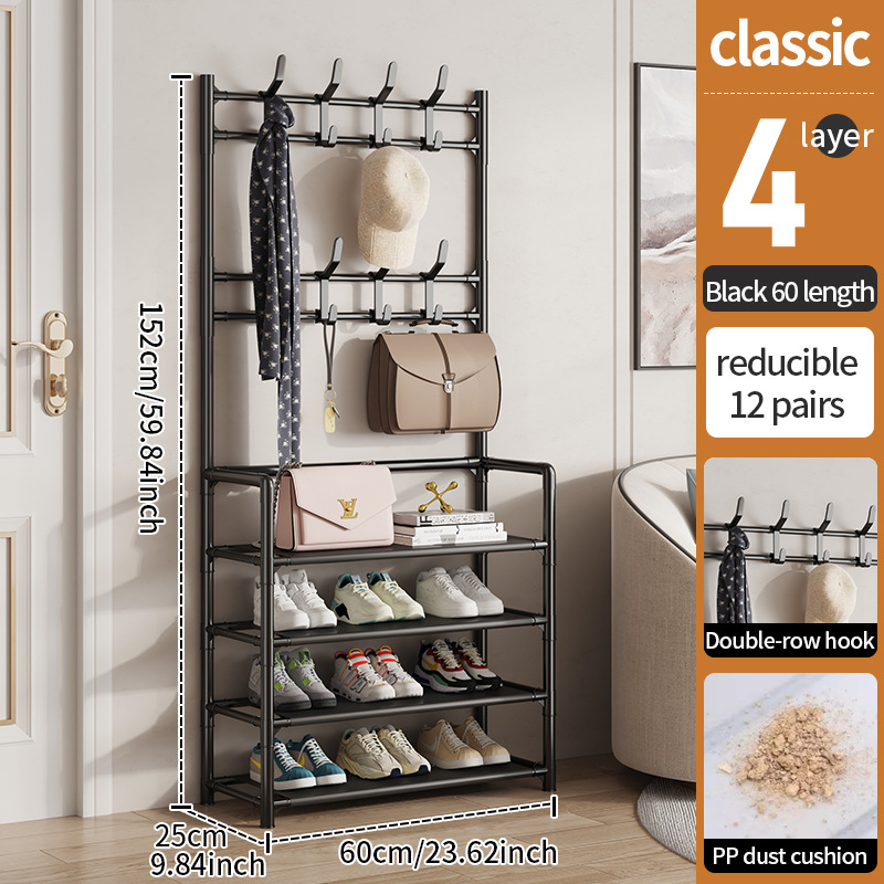 Zapatero de varios niveles, organizador de suelo, gabinete de almacenamiento para zapatillas, sombreros, abrigos, dormitorio, hogar, multifuncional, ahorro de espacio: Verde militar
