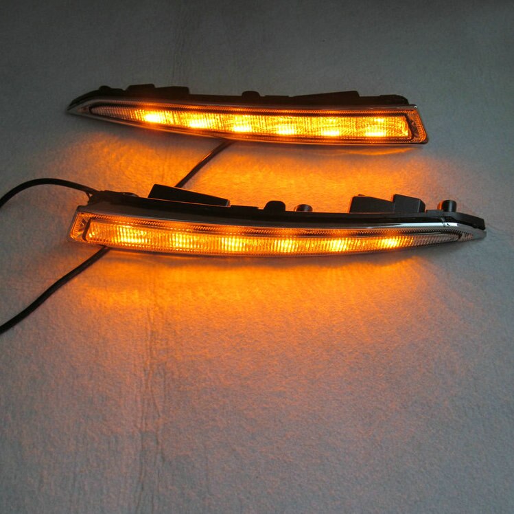 1 Paar Voor Ford Kuga Escape Dagrijverlichting Drl Led Fog Lamp Cover Met Geel knipperlichten