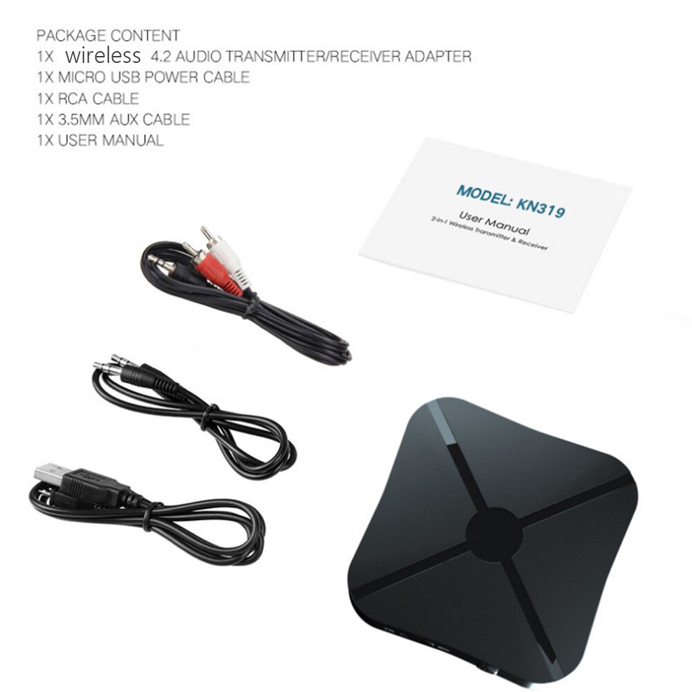 KN326 Bluetooth-compatible 5.0 Audio Transmitter Receiver 3.5mm AUX Jack RCA Wireless Music Audio Adapter with Mic for Car PC TV
