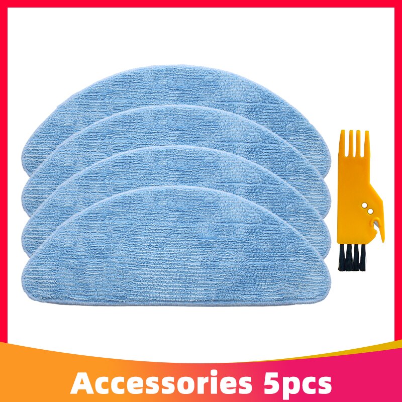 Roller Brush Spin Brushes Strainer Filter Mop Cloth for Chuwi iLife V7 / V7s / V7s Pro V7s Plus Robot Vacuum Cleaner Spare Part: 4 Mop Cloth