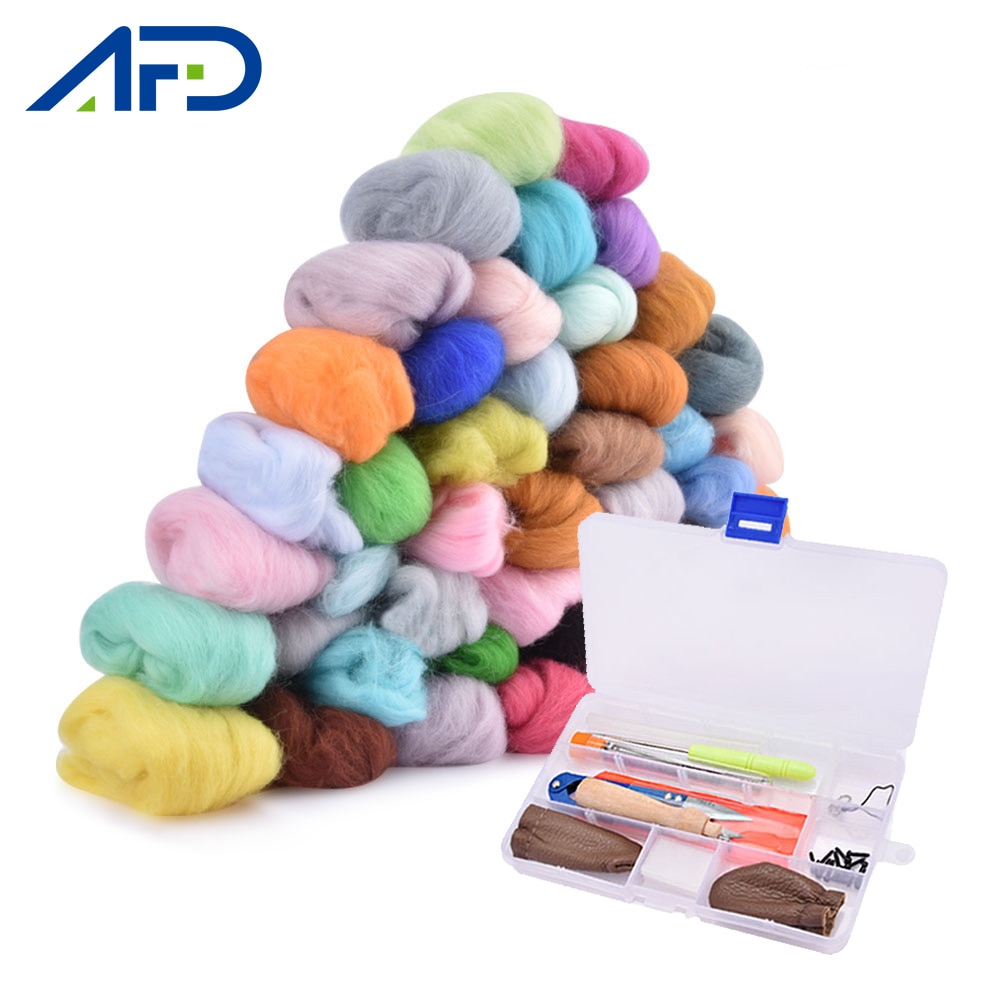 Kit de tela de fieltro de lana para Hacer bolas de Navidad, juego de agujas de fieltro con mango, para manualidades, DIY, 36/50 colores