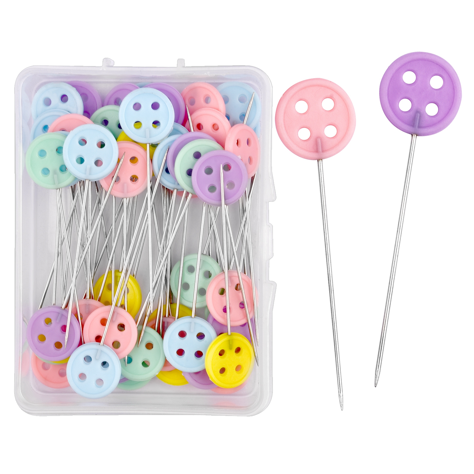 100/50 Uds. Alfileres de costura bordado herramientas para acolchar aguja fija alfileres de botón de Metal herramientas de accesorios de costura DIY: M / Multicolor