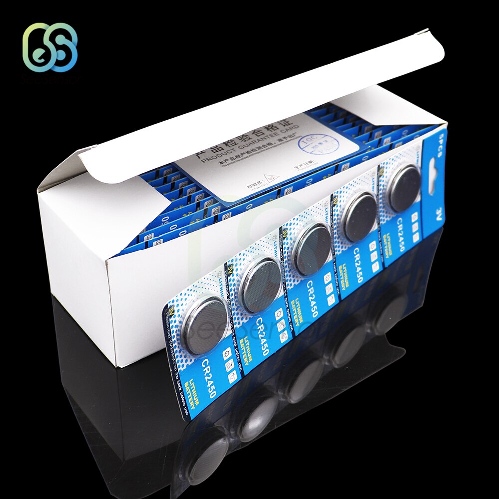 Pilas de botón 5 uds CR2450 KCR2450 5029LC LM2450 batería de botón de litio 3V CR 2450 para reloj electrónico de juguete con Control remoto