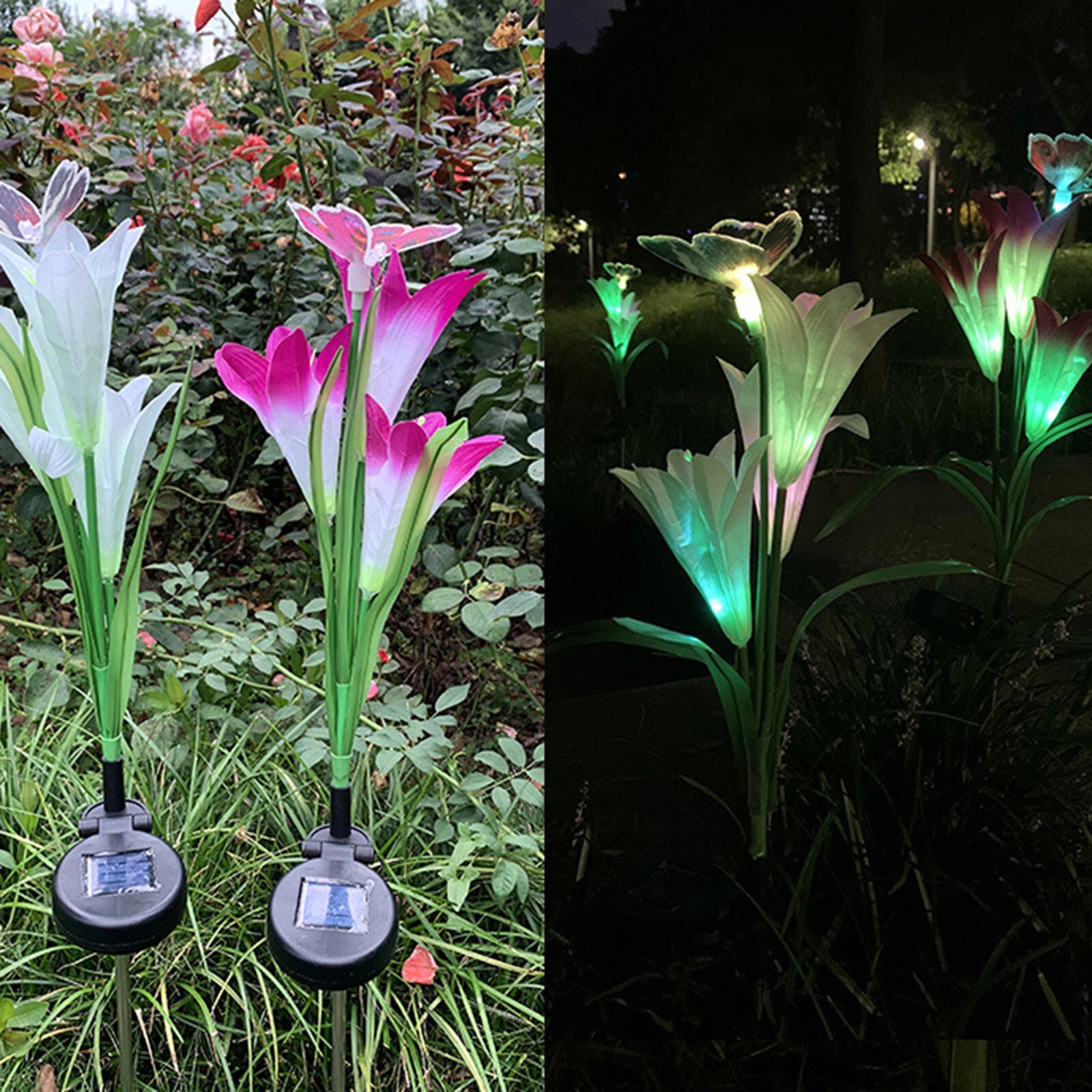 Home Decor Lelie Vlinder Lantaarn 4 Stuks Led Simulatie Licht Outdoor Decoratieve Gazon Lamp Tuin Verlichting Solar Led Light Outdoor