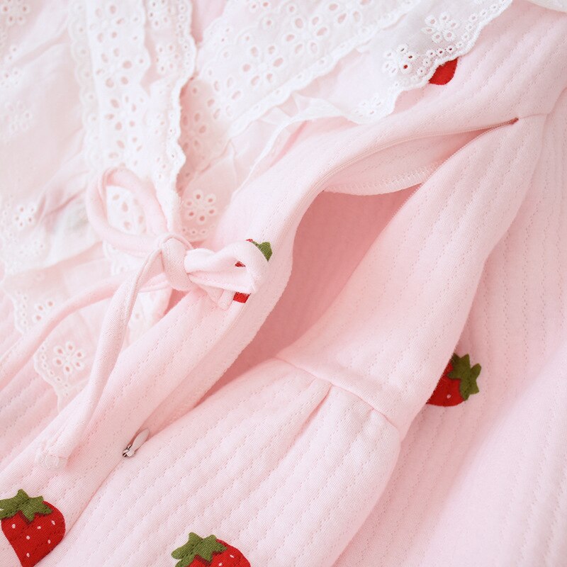 Fdfklak Pink Maternity Pijamas Winter Pregnancy Pajamas 2 Pieces Autumn Cotton Nursing Sleepwear Warm Pregnant Pijama