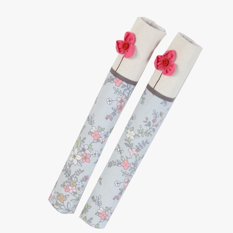 Doek Handvat Cover Deurknop Koelkast Handvat Handschoenen Thuis Tool Accessoires Anti-Statische Covers Voor Dubbele Deur Koelkast deuren: 1 pair gray flower