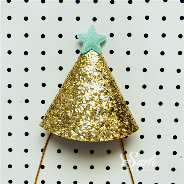 5 sztuk Bling złoty mini czapka urodzinowa z kolorowa gwiazda dziecko dziecko Cupcake wykaszarki ciasto dekoracje urodziny uroczy prezent: Niebo niebieski