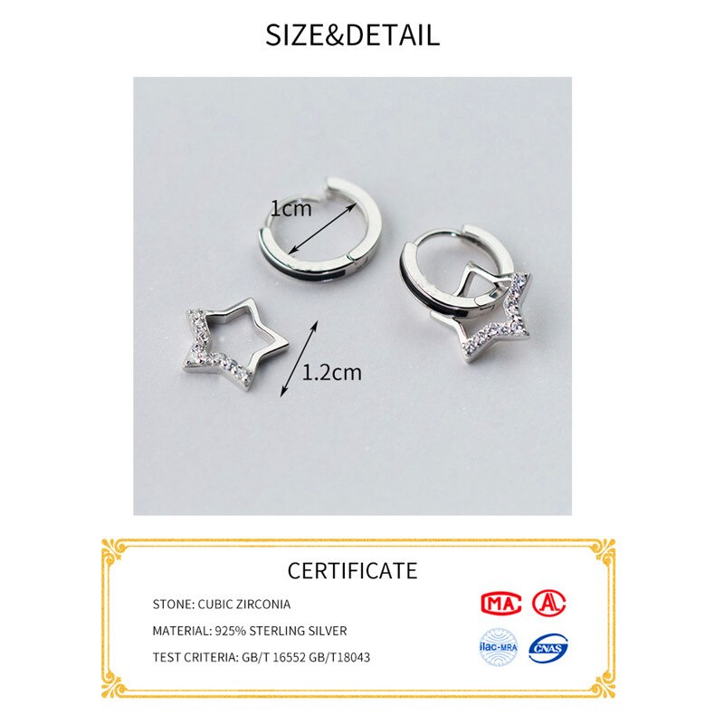 INZATT Echt 925 Sterling Silber Nette Zirkon Stern Band Ohrringe Für Frauen Jubiläum Party Romantische Edlen Schmuck Zubehör