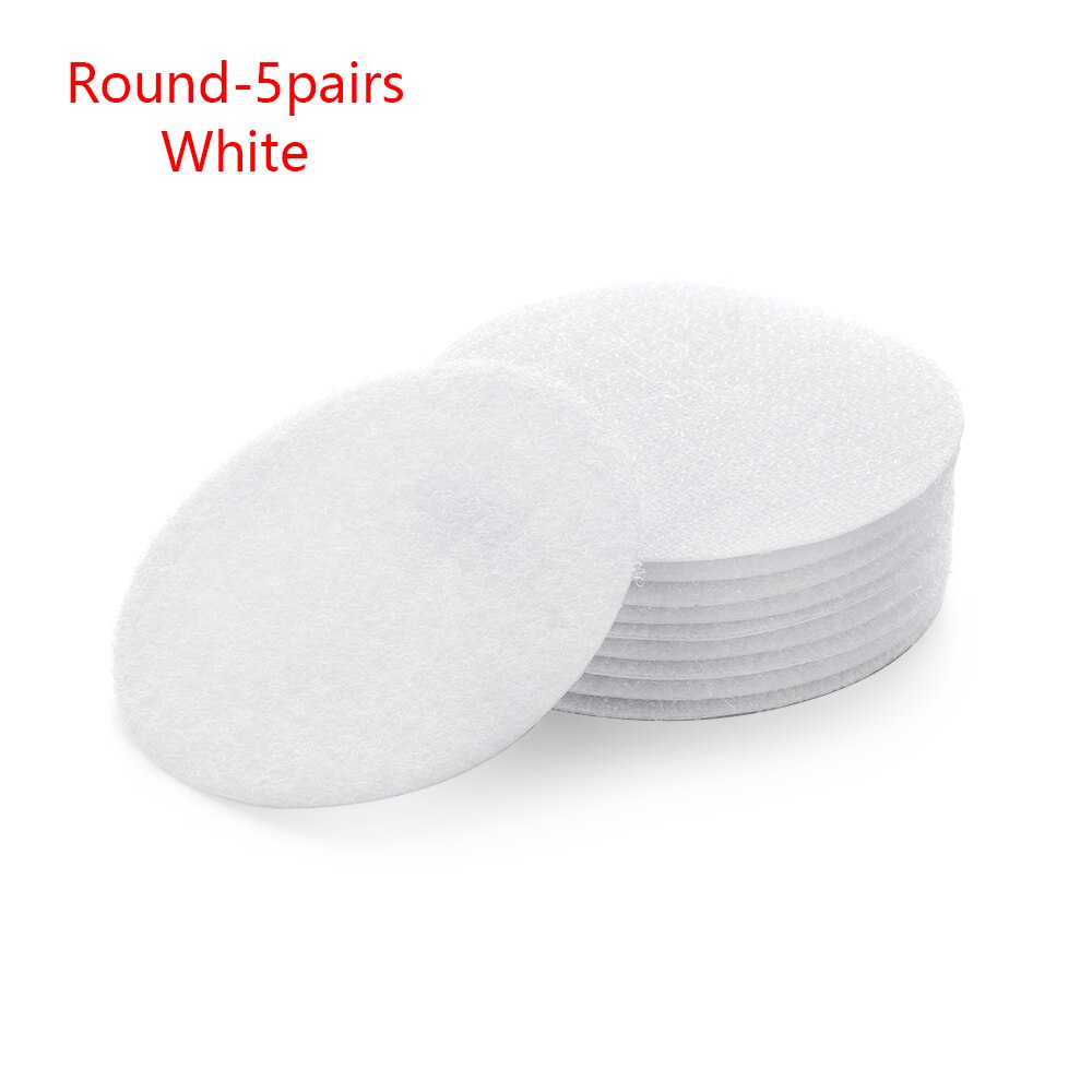 5Pairs Zelfklevende Sluiting Tape Magic Sticker Sterke Lijm Haak Lus Tape Tapijt Sofa Antislip Holder Thuis gadget: white Round