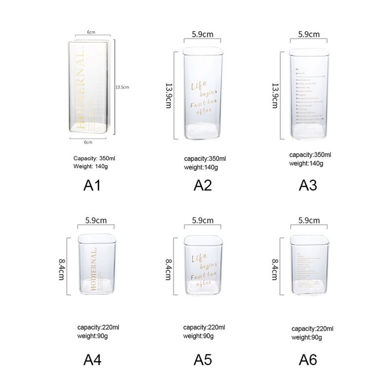 Golden Heat-resistant Square Glass Cup
