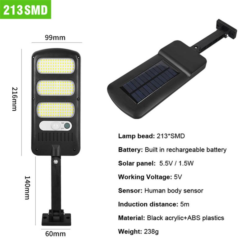 150 COB Solar Street Lights Outdoor Security Light Wall Lamp Waterproof PIR Motion Sensor Smart Remote Control Lamp 500-1000W: 213SMD