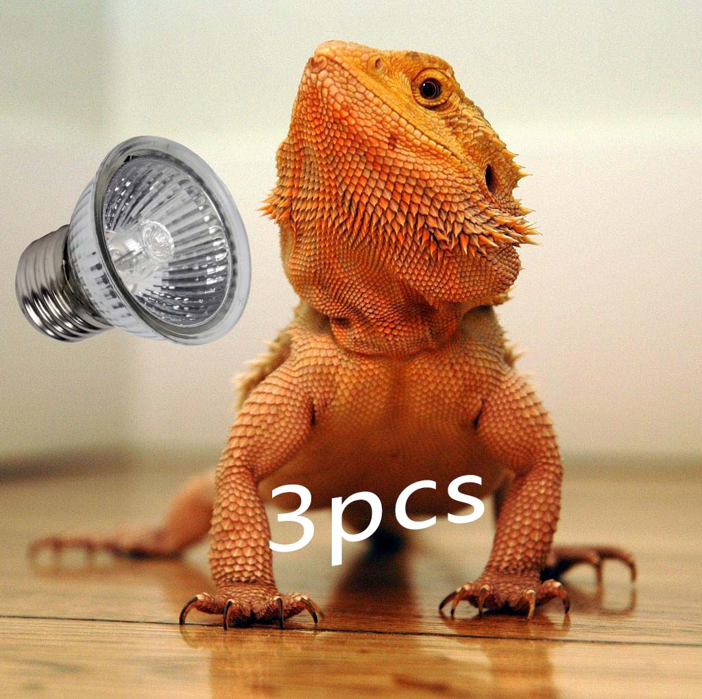 Coospider Reptile Pets Heating Lamp UV Light UVA+UVB 3.0 Turtle Basking Lampe Tungsten Halogen Fit E27 Base 110v220v Pack of 3