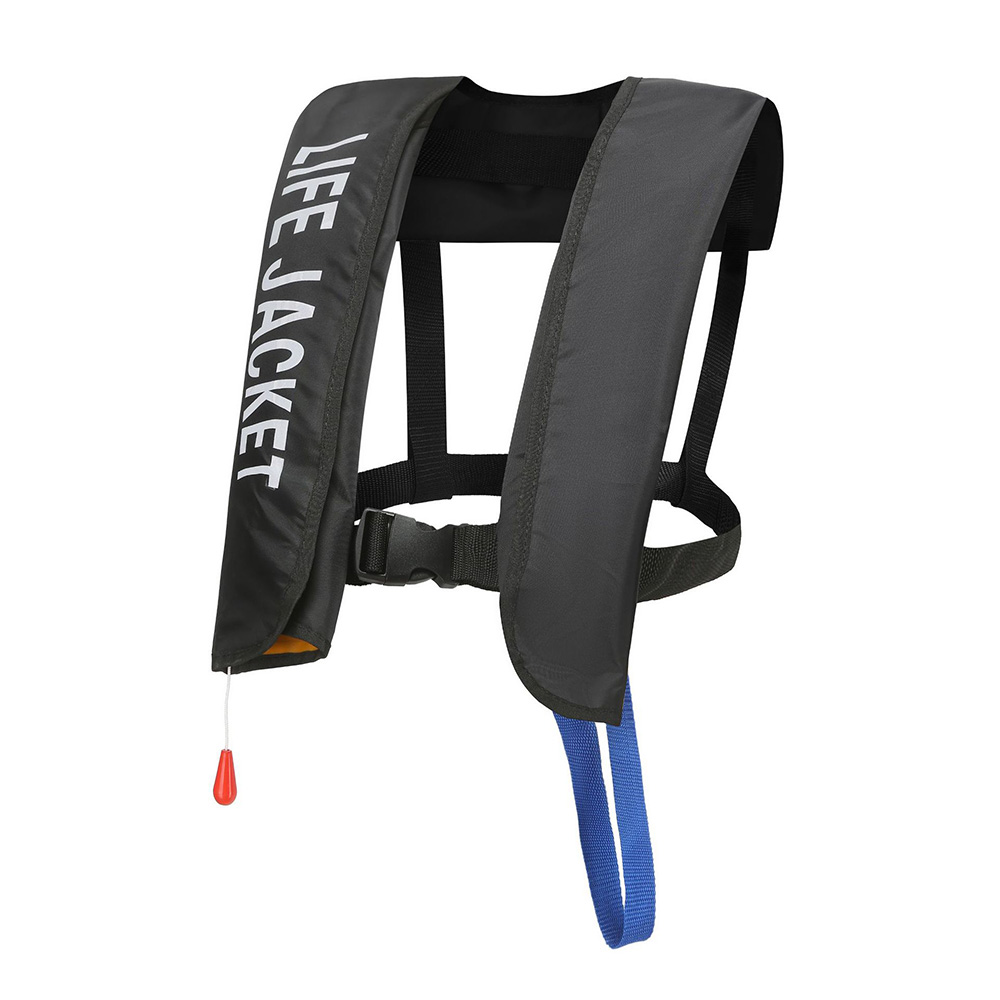 Chaleco salvavidas inflable automático, chaleco salvavidas para natación, pesca, deportes acuáticos, surf, Kayak, rescate de esquí, chaleco salvavidas de seguridad: Negro