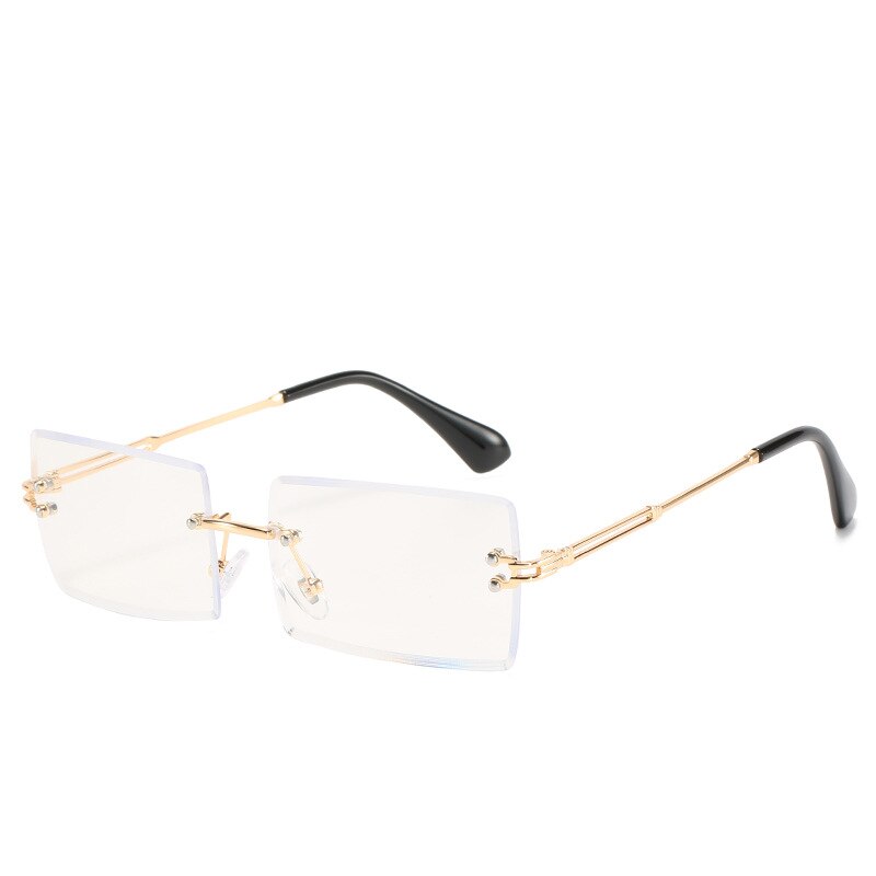 seemfy Square Anti-blue Light Glasses Metal Frame Retro And Personality Eyeglasses Frames Clear Lenses 0 Degree Plain Spectacles: Gold