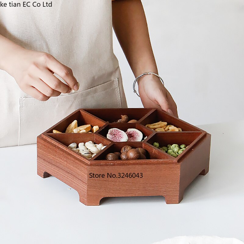 Europæisk slik æske i massivt træ med låg tør frugt snack æske hjem træ nødder melon opbevaringsæske bryllup