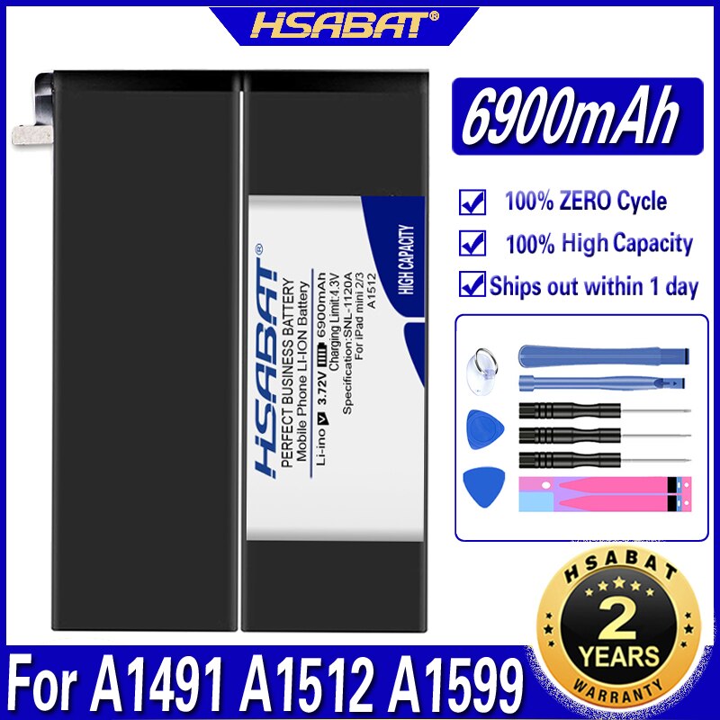 HSABAT A1512 Replacement Battery - 6900mAh - for iPad Mini 2 Retina Mini 3 A1489 A1490 A1491 A1512