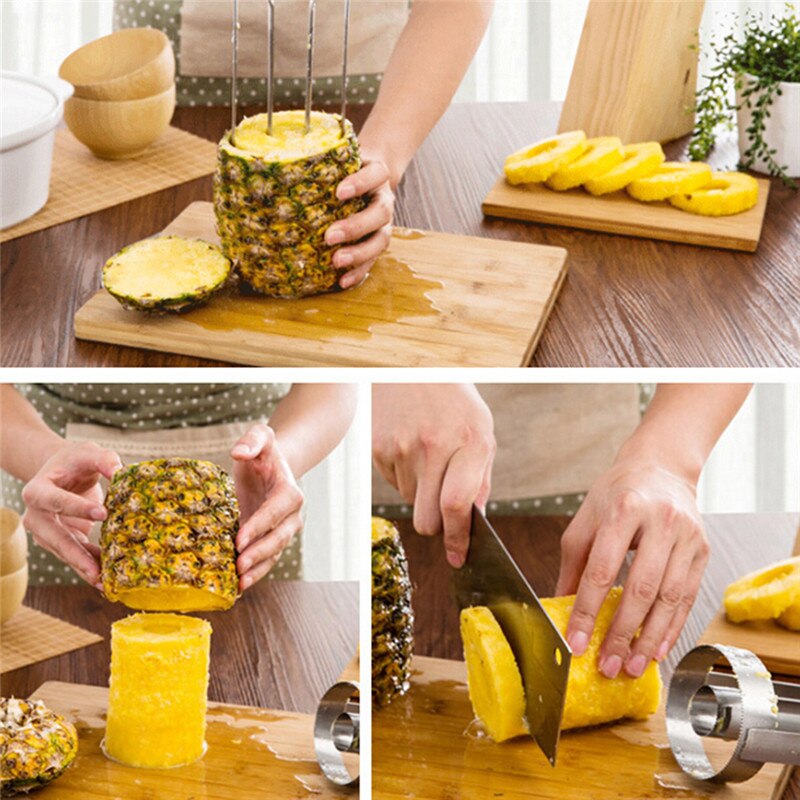 Fruit Pineapple Slicer Peeler Cutter Kitchen Fruit Tool Pineapple Peeler Easy Slicer Cut Device Stainless Steel Kitchen Tool