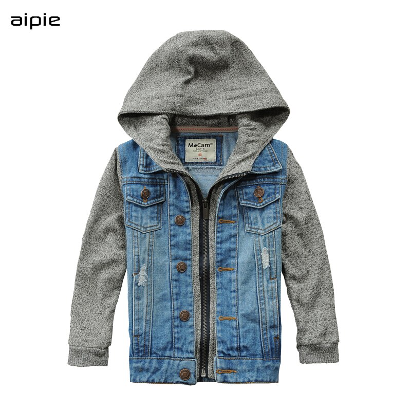 Jeansjackor för barn färgmatchande ärmstil bomull barn pojkar jeansjackor kläder för 2-14 år ytterkläder: 12t