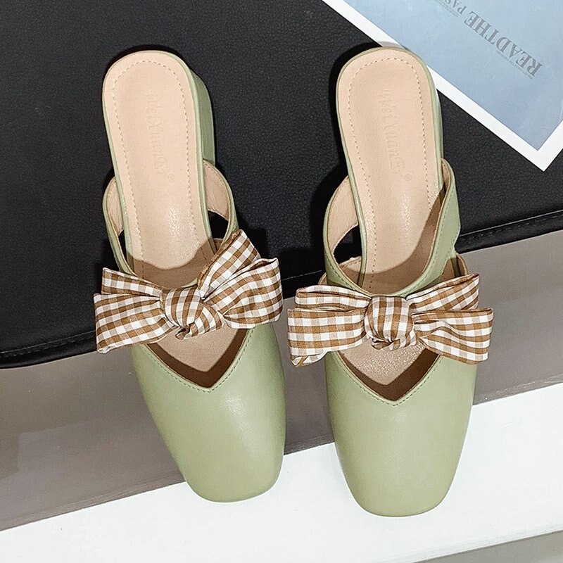 Zomer klassieke muiltjes slippers pu leer outdoor pantoffels platform dames vierkante neus schoenen muiltjes  q770