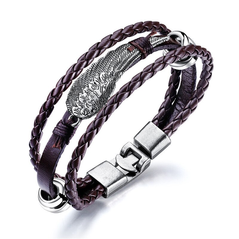 ZORCVENS 2022 Neue Jahrgang rüder Charme Armbinde für Männer Multi-schicht Leder Seil Armbänder Armreifen: 83257