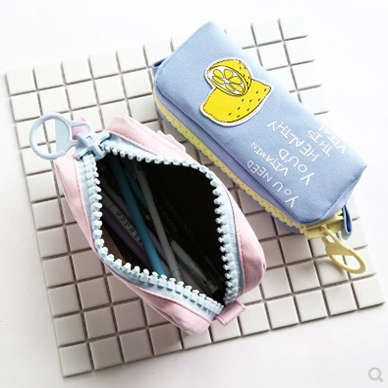 coloré grande capacité porte-crayon Kawaii dessin animé stylo sac boîte mignon toile crayon école papeterie fournitures 050022