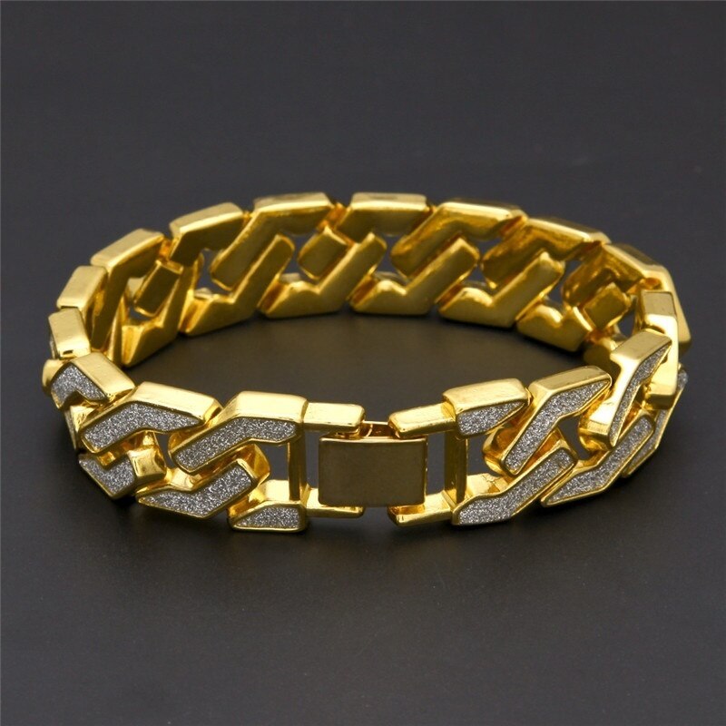 Braccialetti a forma di teschio lungo punk per uomo braccialetti a catena a maglie con ciondolo a forma di teschio lucido in acciaio inossidabile gioielli gotici maschili 2019: oro