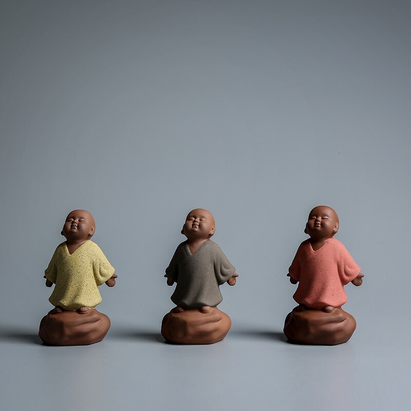 Ręcznie robiona purpurowa glina mała mnich herbata ozdoby dla zwierząt kreatywne śliczne małe początkujący zestaw herbaty herbata akcesoria zagraj w wodę Teaware rzemiosło