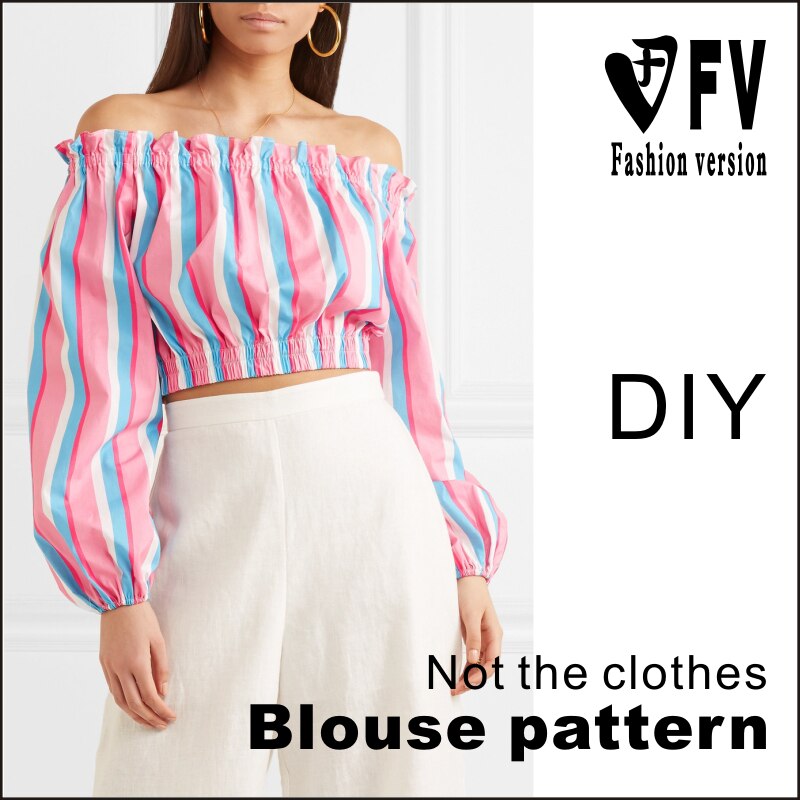 Ladies Lantern Sleeve Shirt Pattern Off-the-shoulder Top Sewing Pattern Clothes Plate Making Cardboard BCY-82