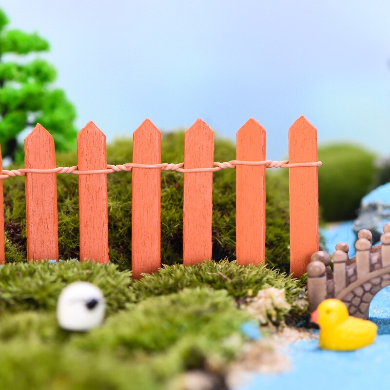 Kleine Zaun Handwerk Micro Landschaft Farbe Holz Bonsai Sukkulenten Mini Zaun Dekoration Garten Environmentaly Schutz: Orange