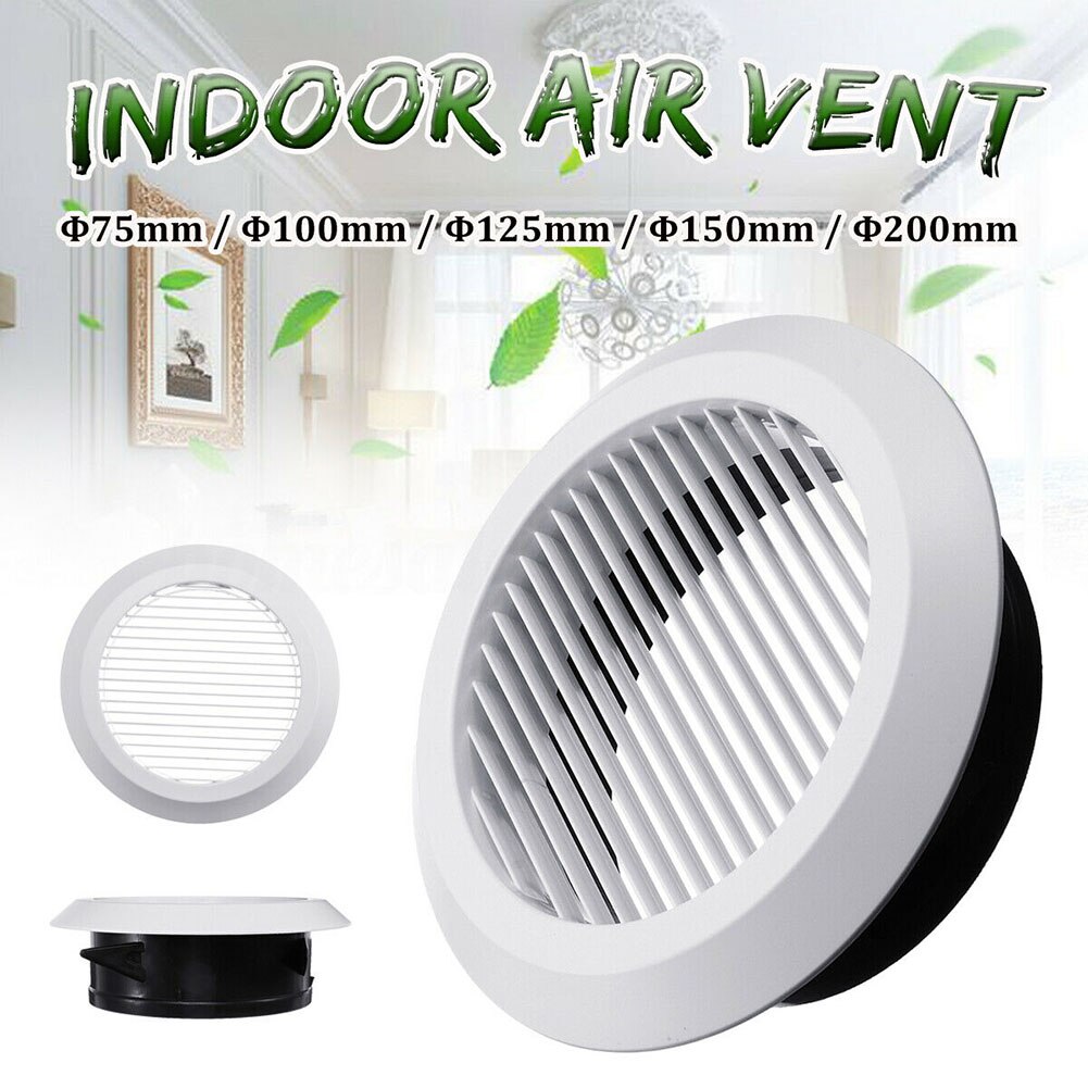 1 stk 75/100/125/150/200mm diameter abs lufteventilasjonsgitter sirkulær innendørs ventilasjon utløpsrør rør deksel hette husventiler