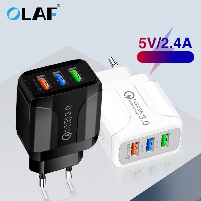 Olaf EU/Us-stecker USB Ladegerät 5A Quik Ladung 3,0 Handy Ladegerät Für iPhone 11 Samsung Xiaomi 3 port 28W Schnelle Wand Ladegeräte