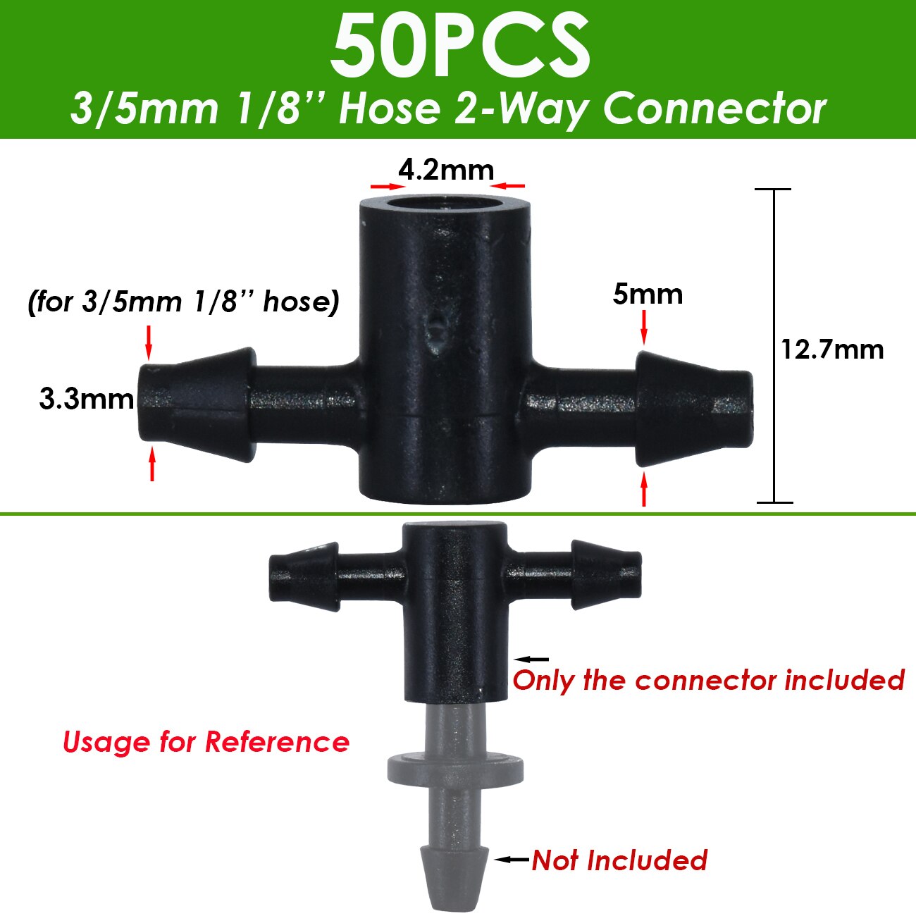 KESLA Irrigation Sprinkler 1/8 Inch Water Pipe Tee Connector Bend Arrows Drippers Fitting Repair 2&amp;4 Way for 3/5 mm Hose Garden: KSL01-193-2WAY-50P